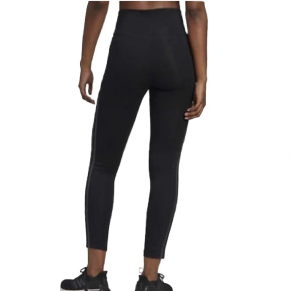 ADIDAS Athletic High Rise Black Activewear Tights Women Grey 3 Stripe SIZE XS - Picture 2 of 5